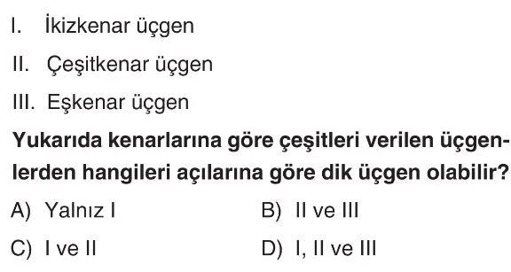 5. Sınıf Üçgenler ve Özellikleri Test 4 Soru 1